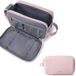 Toiletry Bag for Women, BAGSMART Travel Toiletry Organizer Dopp Kit Water-resistant Shaving Bag for Toiletries Accessories, Pink